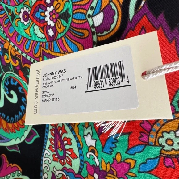 Johnny Was Paisley Short Sleeve Top Large NWT - Picture 2 of 3